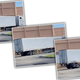 Three screenshots showing the rear wheels of a truck striking a yellow bollard.